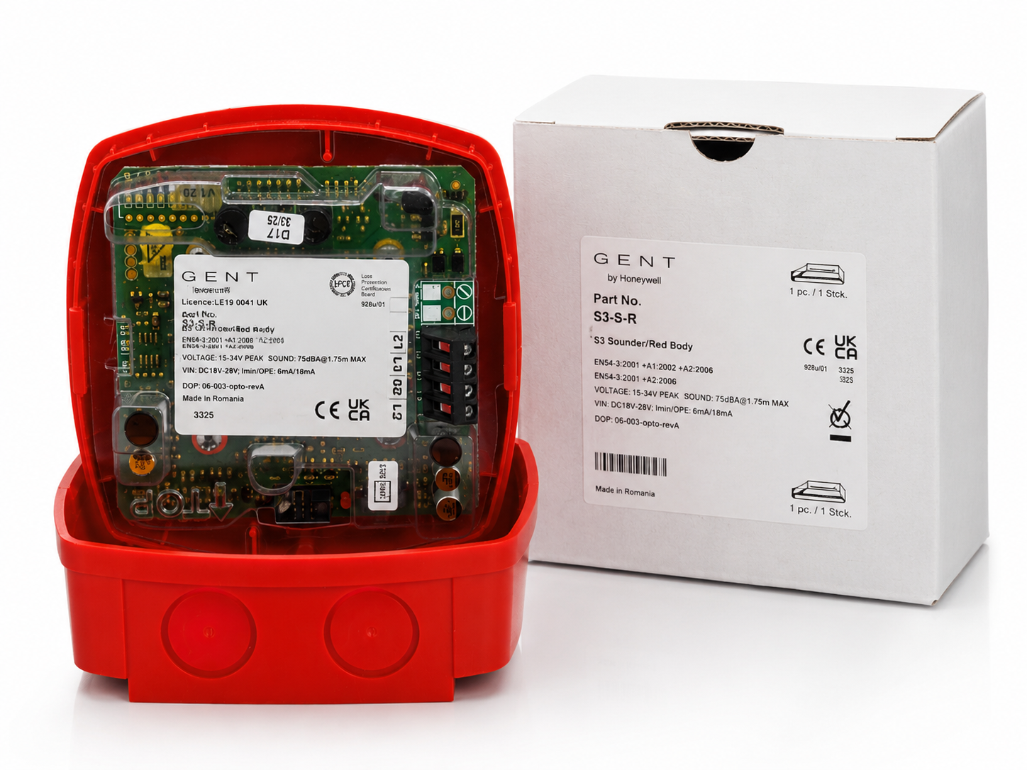 GENT S3-S-R Fire Alarm Sounder – Red Body