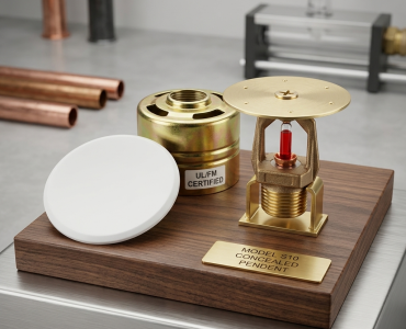 Bristol 12 Concealed Pendent Fire Sprinkler Head with Cover Plate & Assembly Housing – ULFM Certified