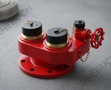 2-Way Breeching Inlet with Flanged Base and Control Valve – Heavy Duty Fire Hydrant Landing Valve, Red Painted Finish
