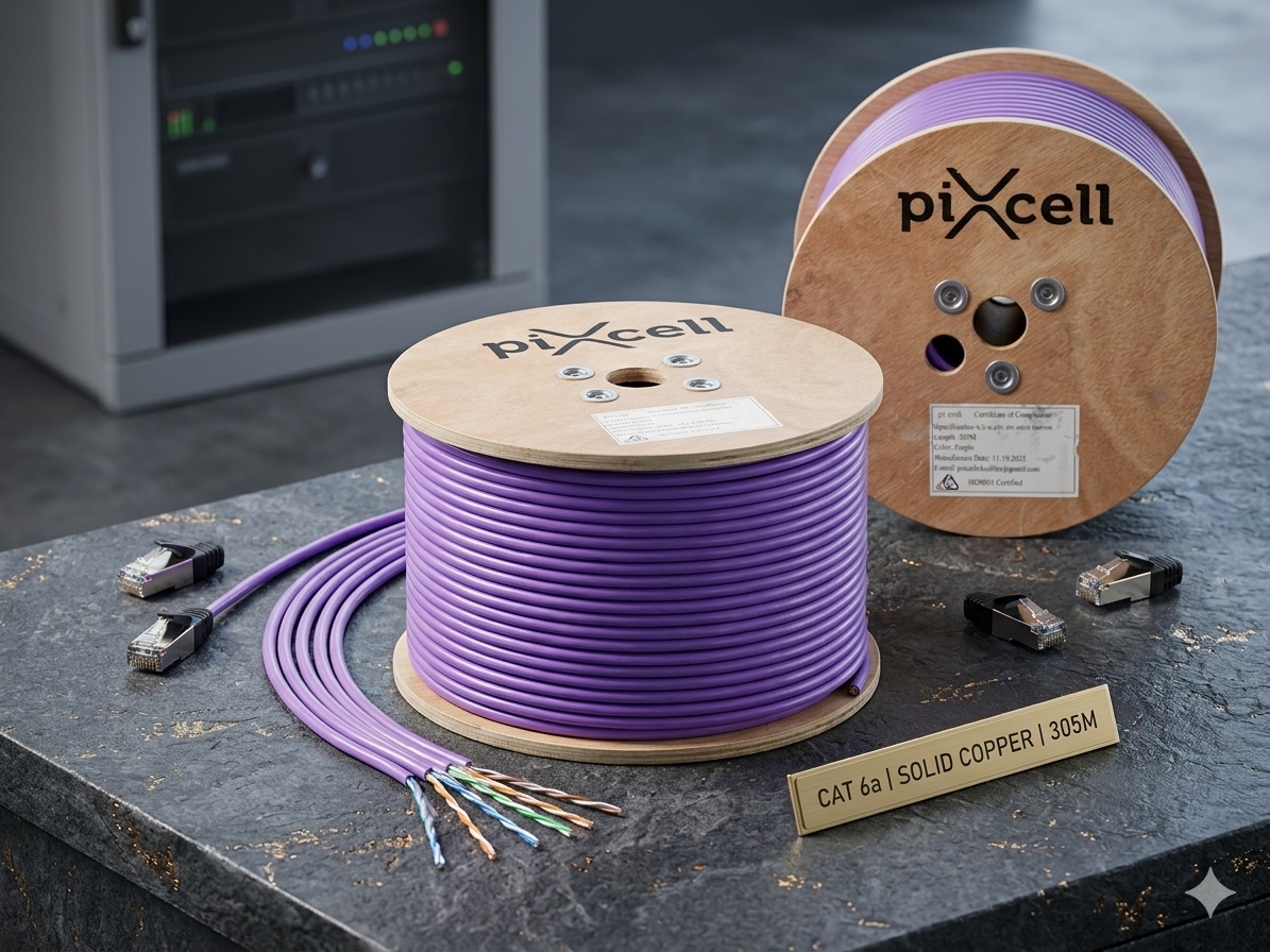 Pixcell CAT6a UTP Solid Copper Network Cable – 305M (Purple)